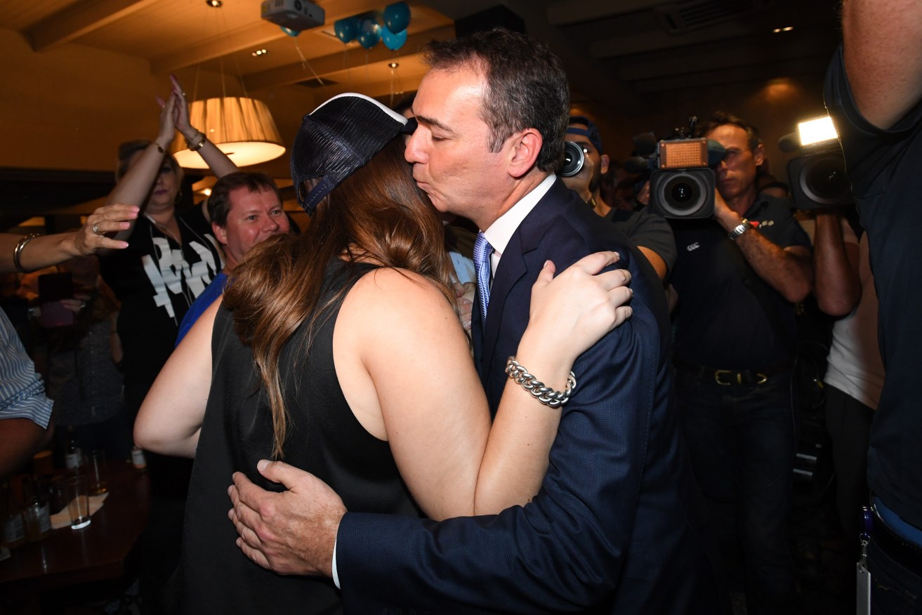 Steven Marshall greets the party faithful on election night last year: 18 months on, the party faithful are getting restless. Photo: Tracey Nearmy / AAP