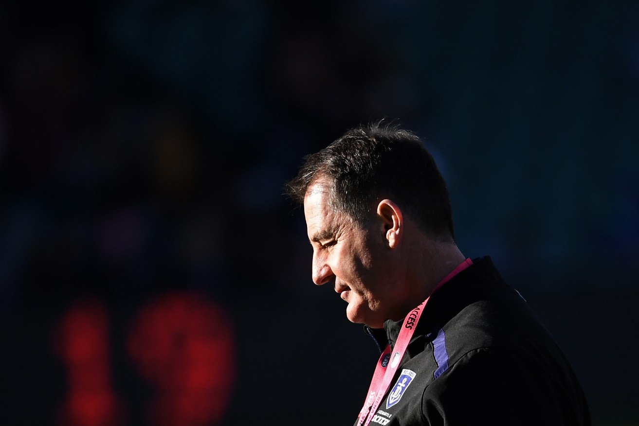 Dockers coach Ross Lyon is out the door after again failing to make the finals. Photo: AAP/Julian Smith