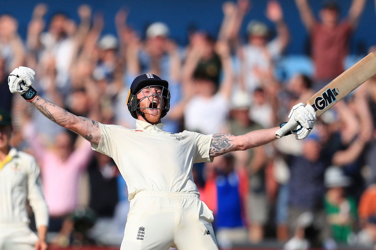 Ben Stokes celebrates England's victory in the third Ashes Test at Headingley. Photo: Mike Egerton/PA via AP
