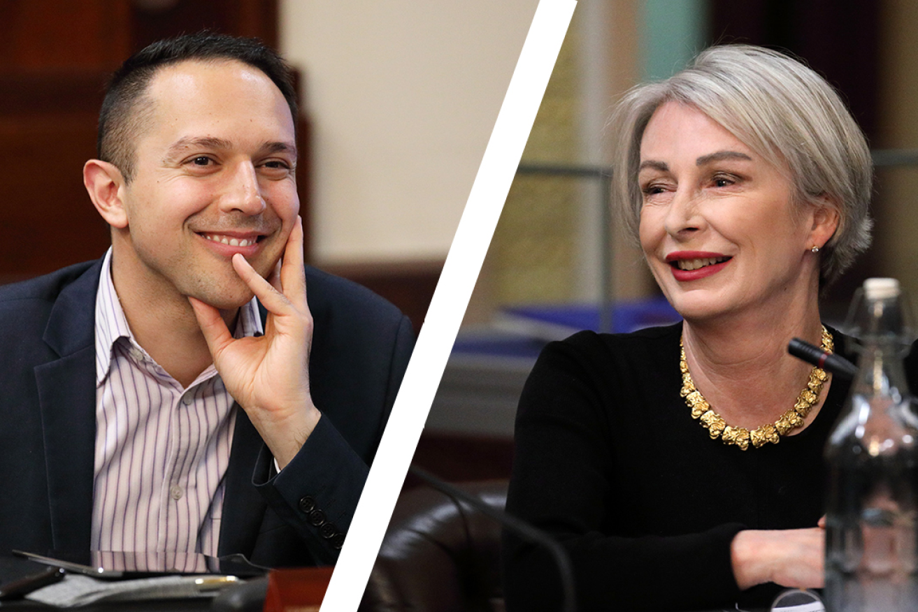 Rival Adelaide City councillors Arman Abrahimzadeh and Anne Moran. Photos: Tony Lewis / InDaily 