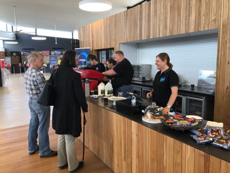 Airline passengers order coffee at the newly opened café run by the Mobo Group at the Kangaroo Island Kingscote Airport.