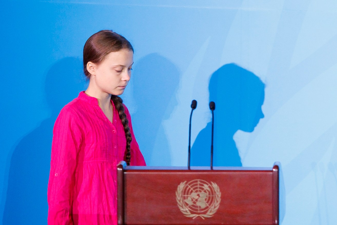 Greta Thunberg at the Climate Action Summit. Photo: EPA/Justin Lane