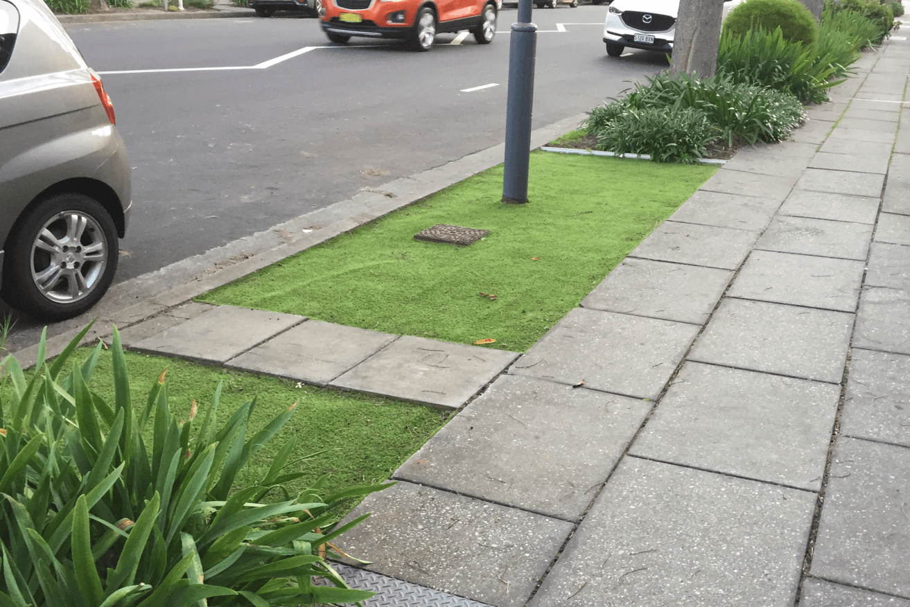 Artificial turf on a North Adelaide verge. Photo: Supplied