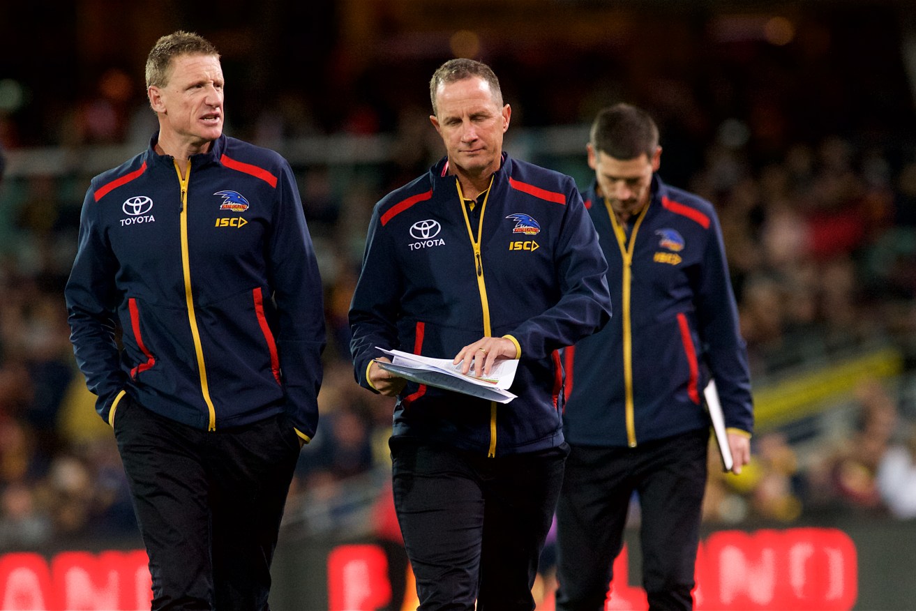 Don Pyke (centre) is leaving the Crows. Photo: Michael Errey/InDaily