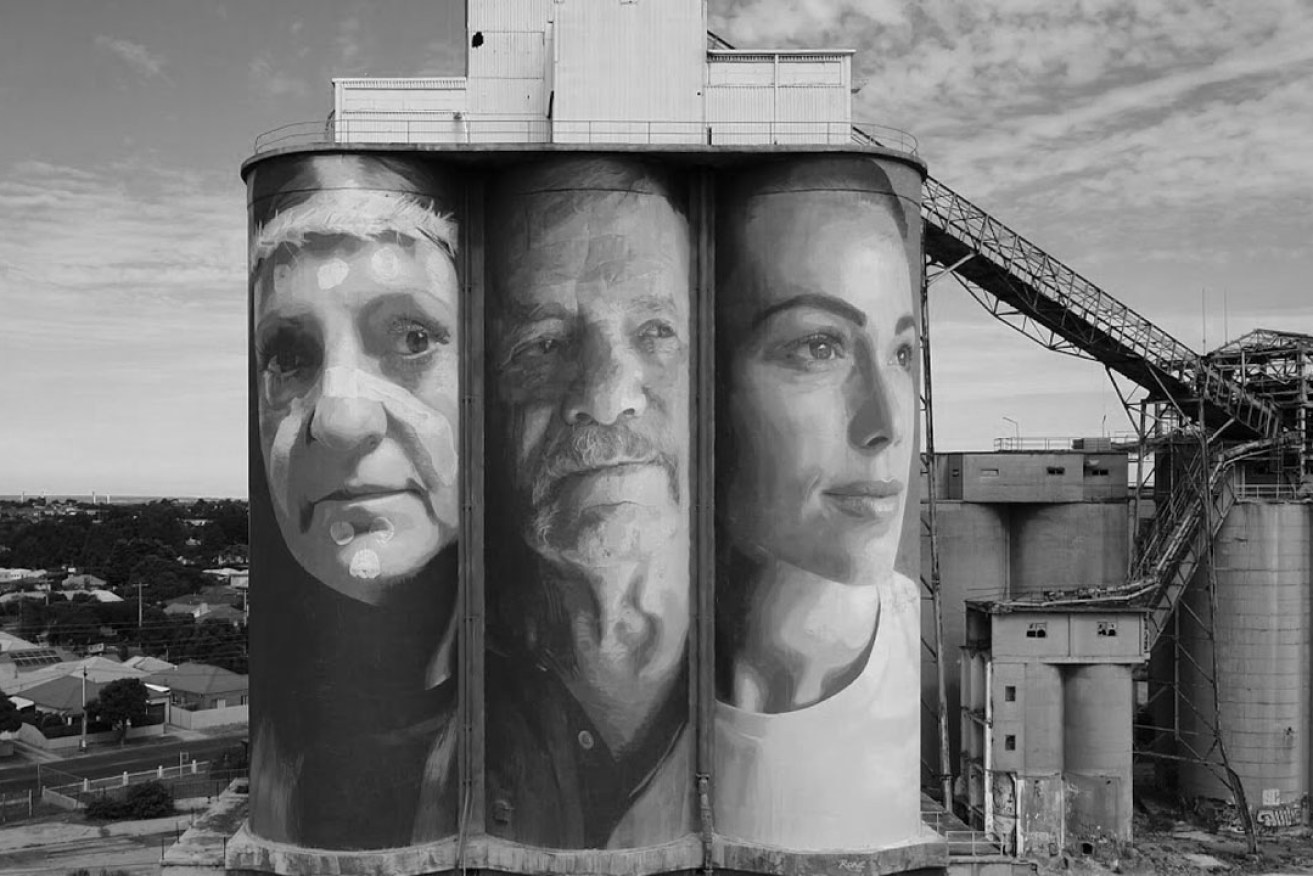 The cement works silos have been transformed by street artist Rone.