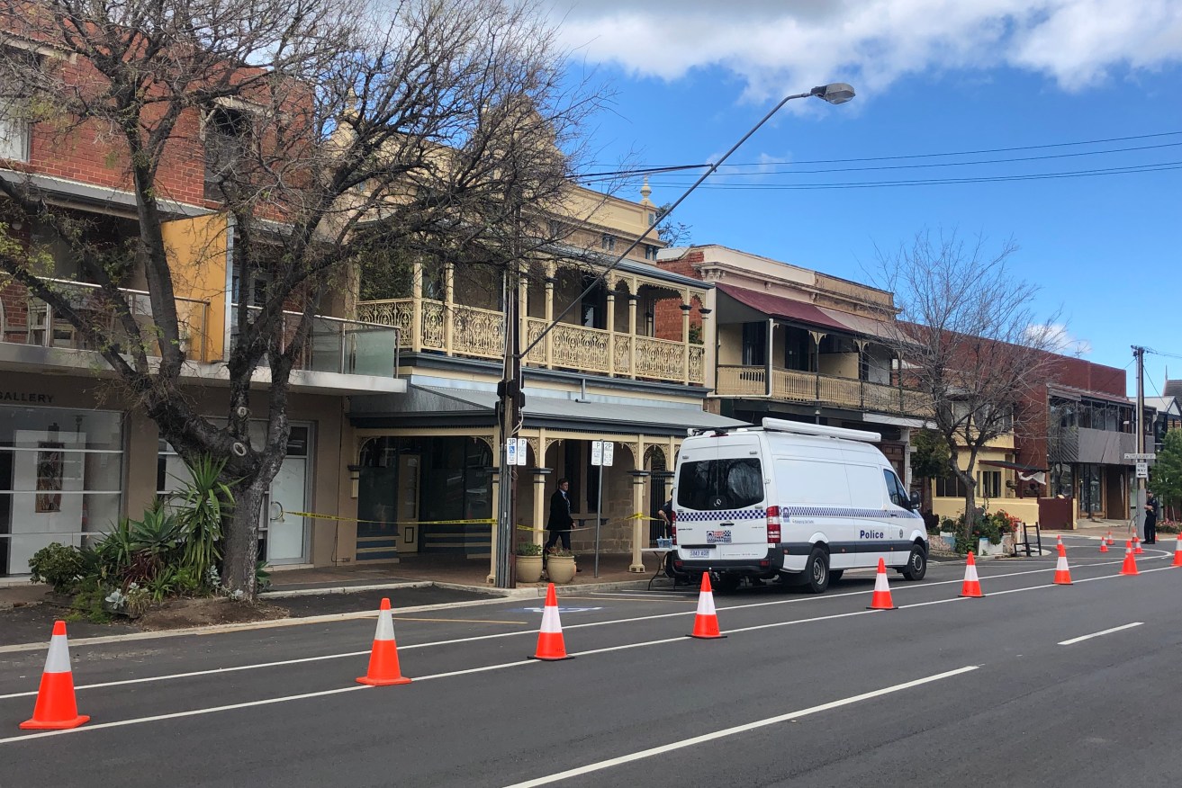 The Sturt St house is cordoned off by police this morning.