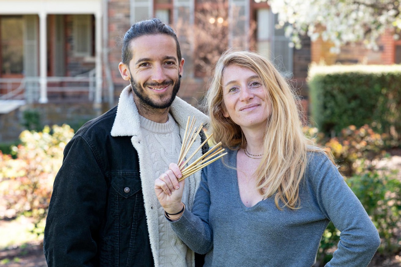 Marion Vigot and Alexis Branlard's startup Mister RYE is developing a drinking straw made from organic rye. Picture: Sam Lacey.