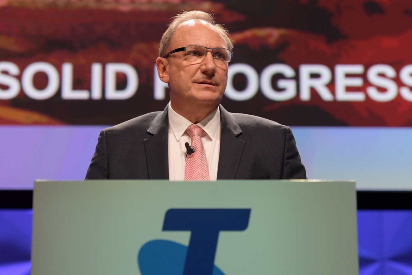 Telstra chairman John Mullen at the Telstra AGM in 2017. In his speech to this year's annual general meeting, Mullen expresses regret that the company helped create the National Broadband Network. Photo: AAP / Tracey Nearmy