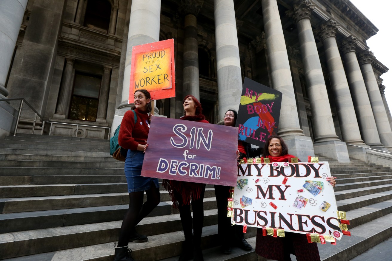 A SIN protest outside Parliament earlier this year. Photo: AAP/Kelly Barnes