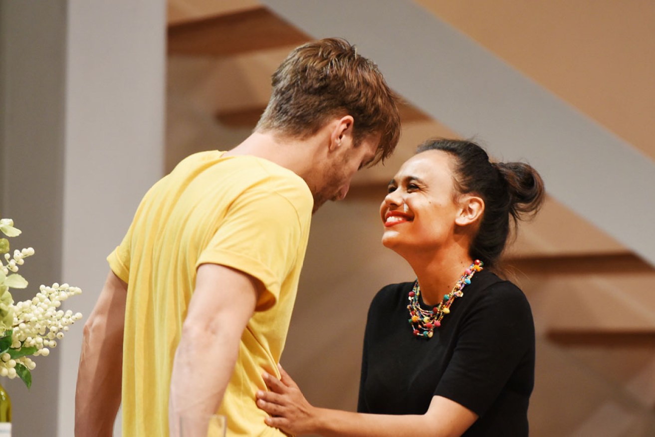Tom Stokes and Miranda Tapsell as the star-crossed lovers in Black is the New White. Photo:  Tony Wilkinson