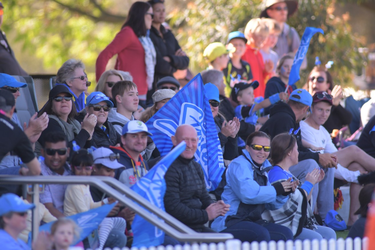 A record-breaking crowd meant people were forced to stand at Sunday's WBBL match. Photo: Simon Stanbury