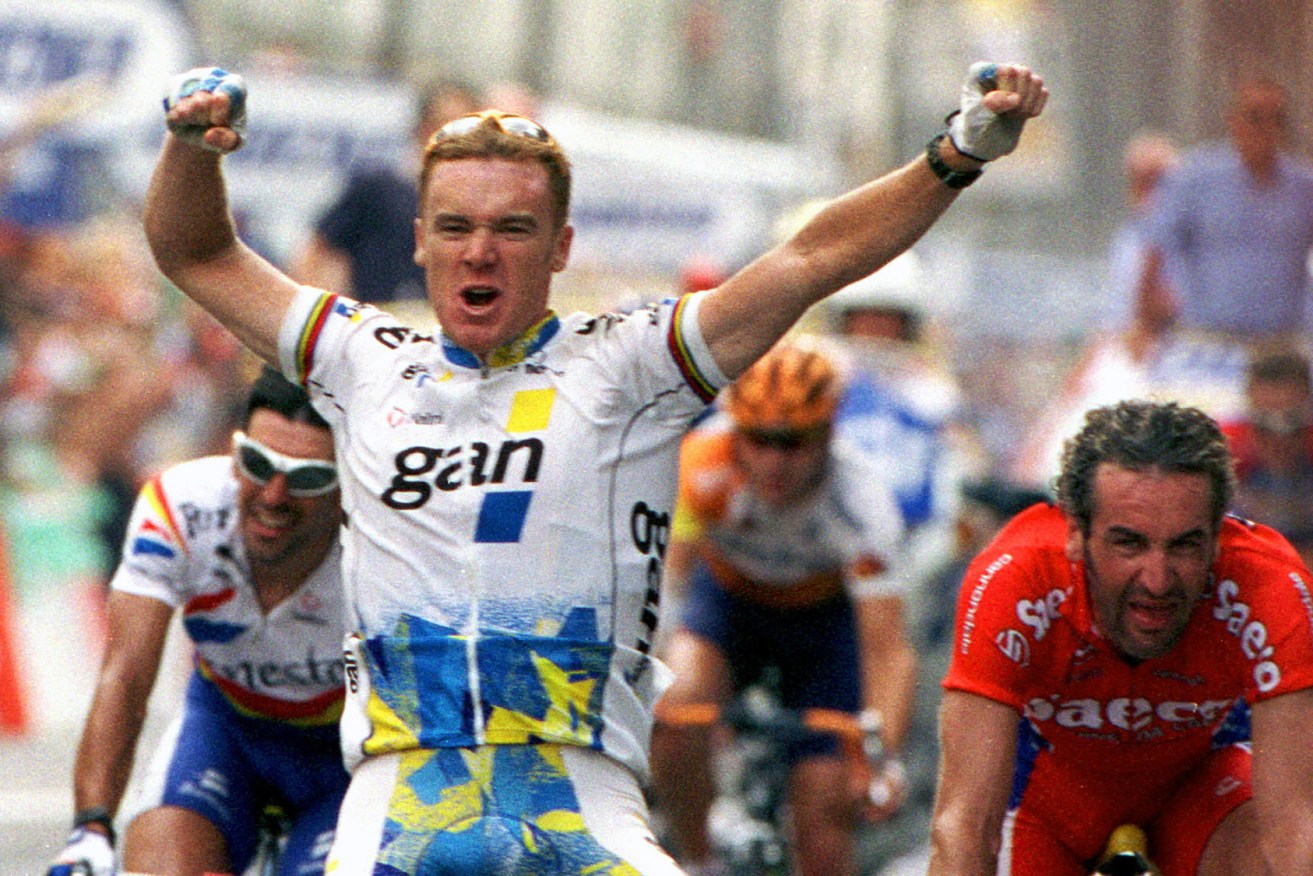 Stuart O'Grady of Australia wins the 14th stage of the Tour de France in 1998. He says he dosed himself with EPO in the lead-up to the race. Photo: AP/Tom Blerone