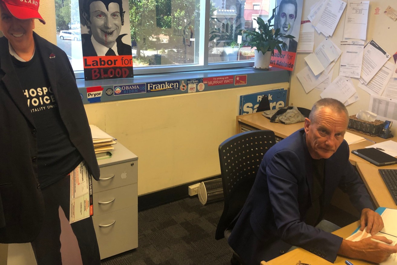David Gray in his old office at United Voice. Photo: Tom Richardson / InDaily