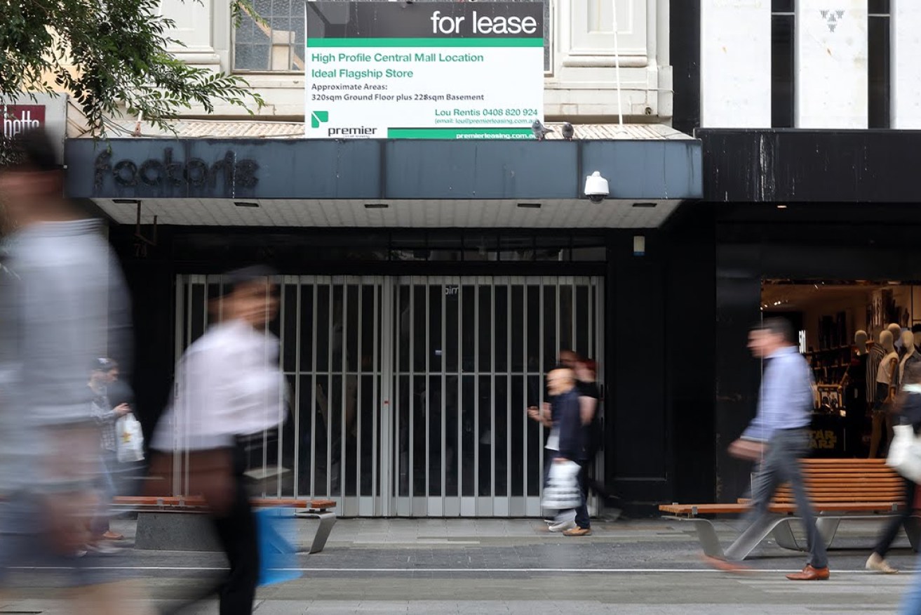 A shuttered shop in Adelaide. "It is so long since full employment was part of the policy debate that it now seems hard to even consider it as realistic or achievable." Photo: Tony Lewis/InDaily