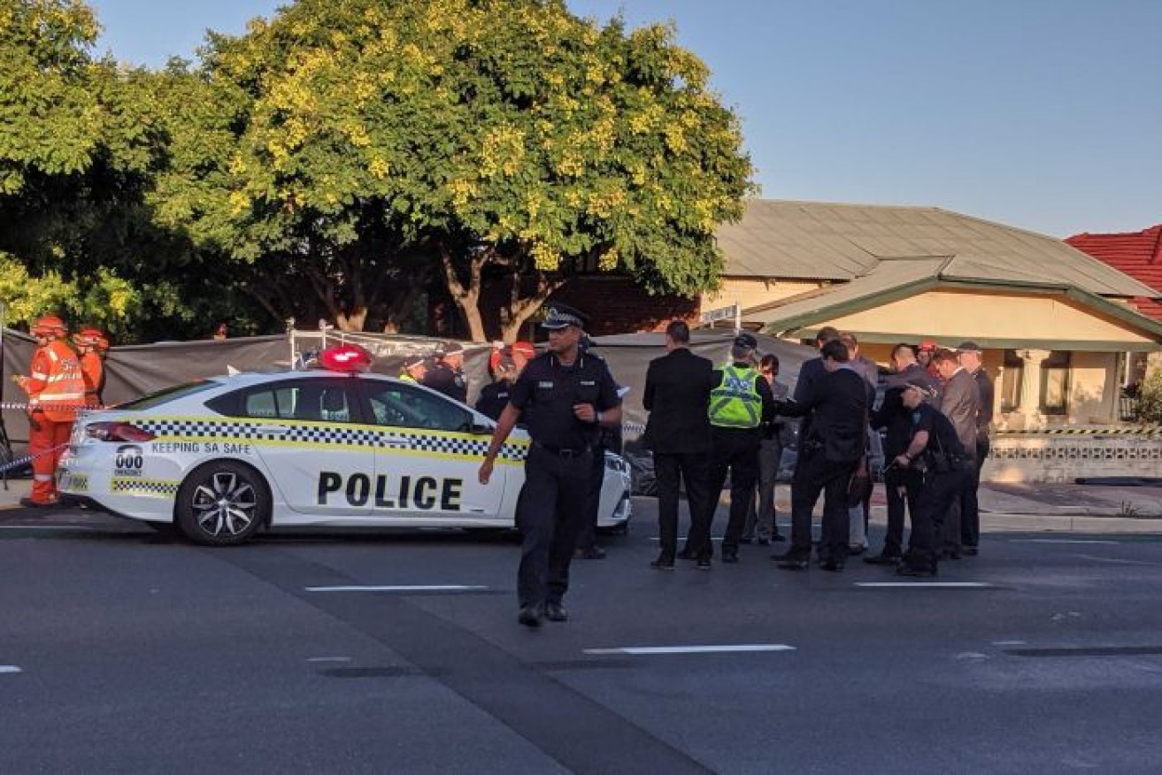 Police at the scene where a body was found in Prospect. Photo: ABC News/Chris McLoughlin