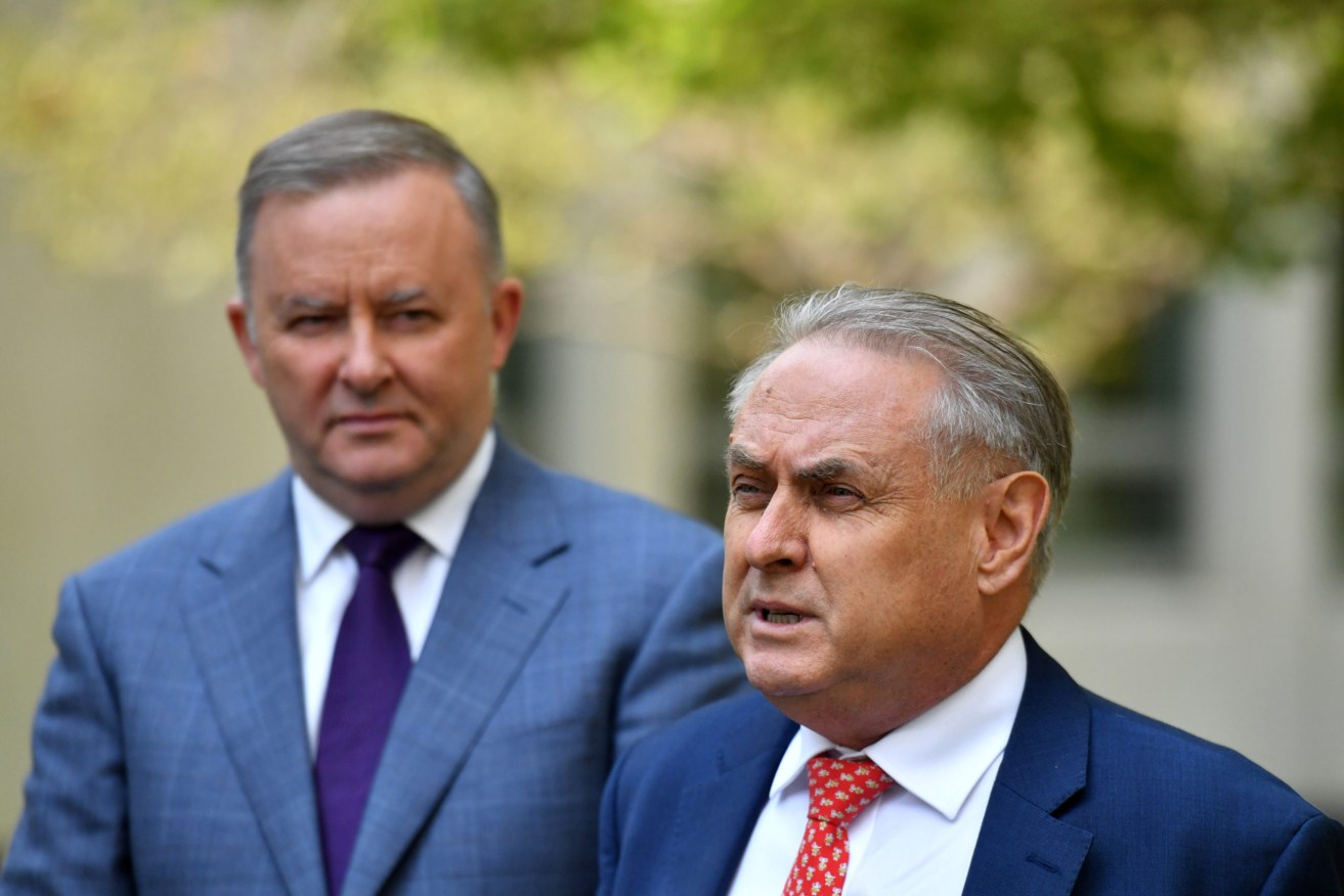 Don Farrell (right) with Anthony Albanese in Canberra in 2020. Photo: AAP/Mick Tsikas