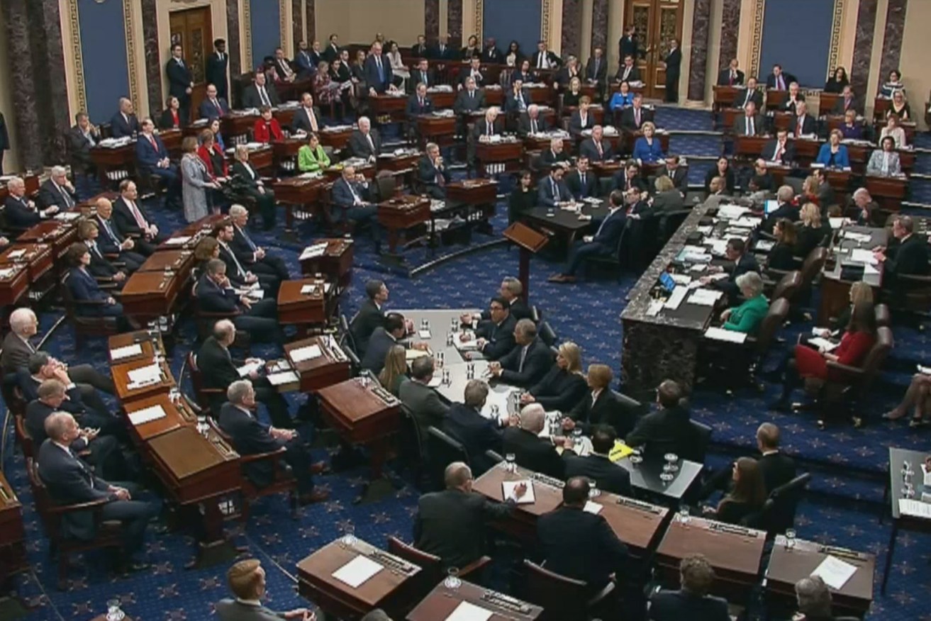 The US Senate votes in the impeachment trial against US President Trump. Photo: EPA/US Senate TV