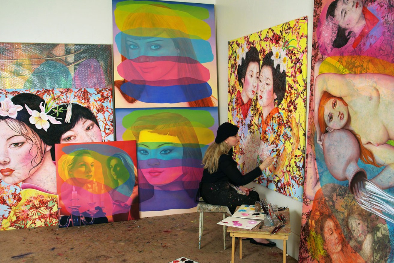 Annette Bezor at work in her studio. Photo: Mick Bradley