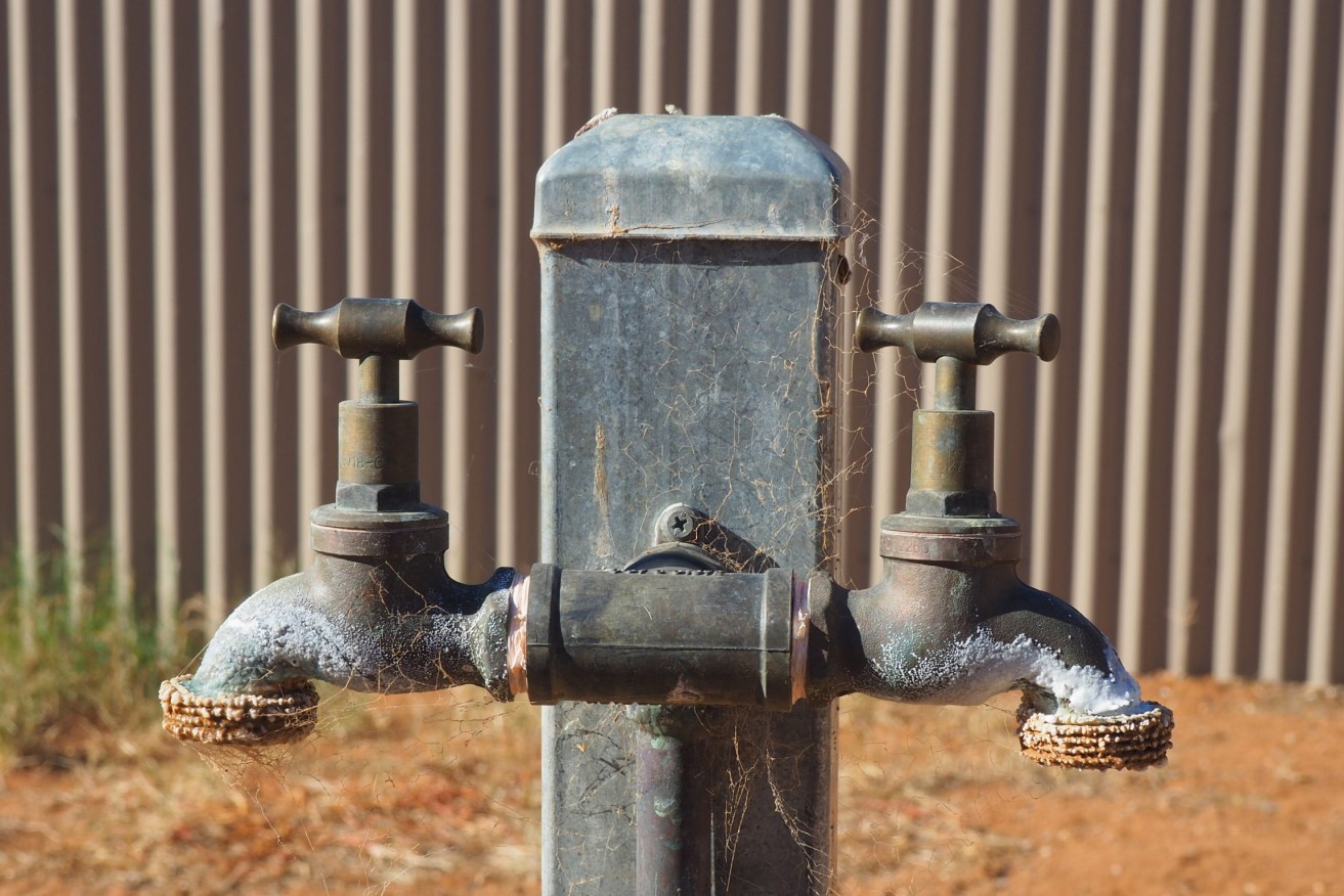 Many of the taps in Oodnadatta are corroded with salt due to poor water quality. Photo: Stephanie Richards/InDaily 