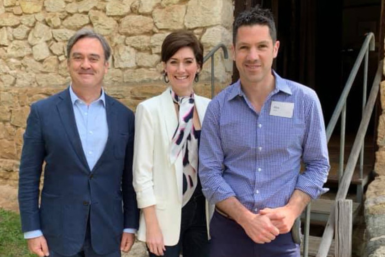 Moderate-backed soon-to-be-senator Andrew McLachlan with Right-wingers Nicolle Flint and Alex Antic, who have been cut adrift by the SA Liberal Right faction. Photo: Facebook