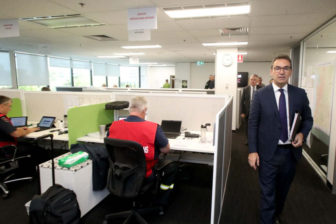 Premier Steven Marshall at the new SA Health COVID-19 command centre in Adelaide. Photo: AAP/Kelly Barnes