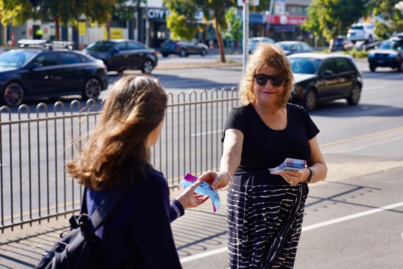 Irene Pnevmatikos leafleting as part of the campaign. Photo: Supplied