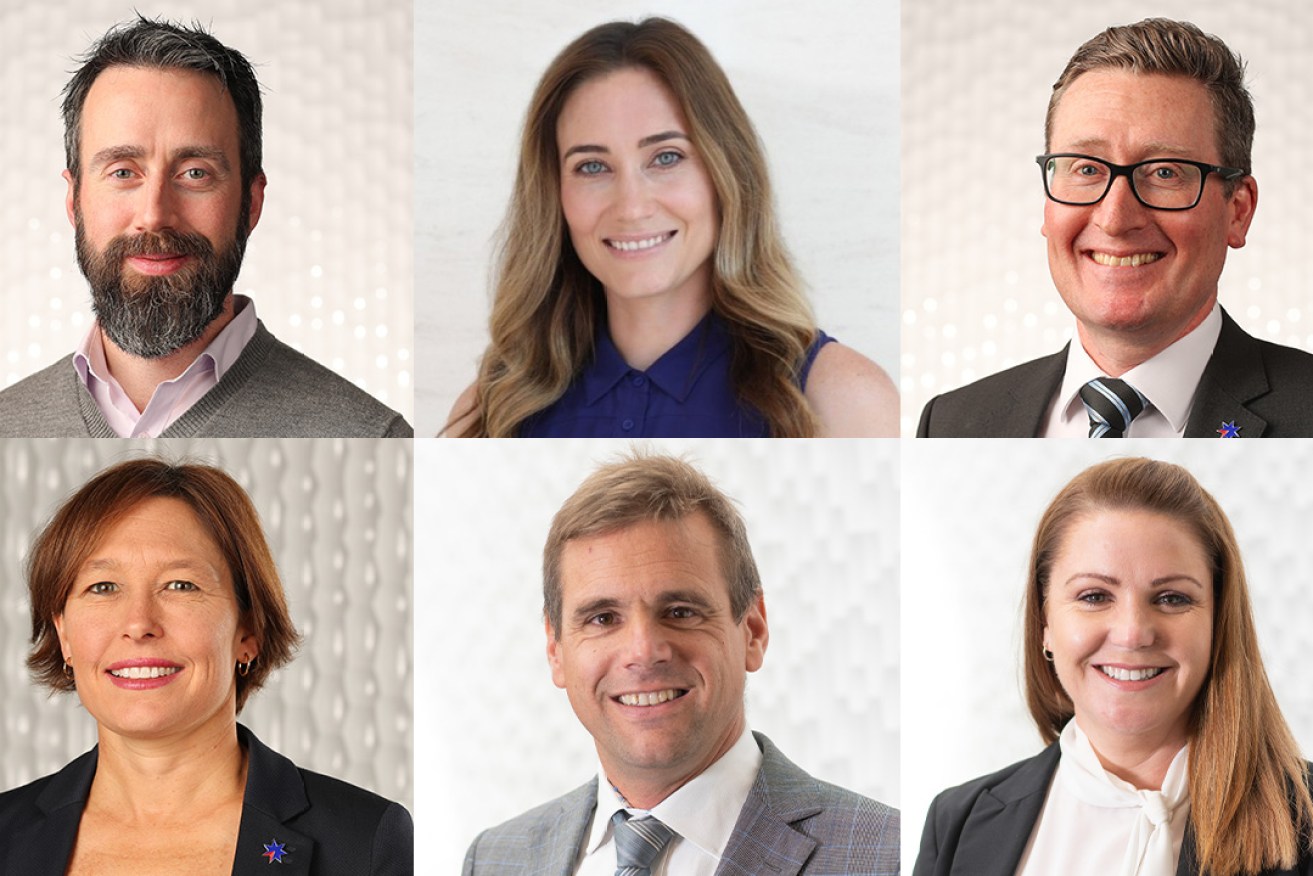 The changing faces of Business SA (clockwise from top left) Anthony Penny, Lisa Andrews, Josh McNally, Sherrie Gaskin, David Slama and Verity Edwards. Picture: Supplied.