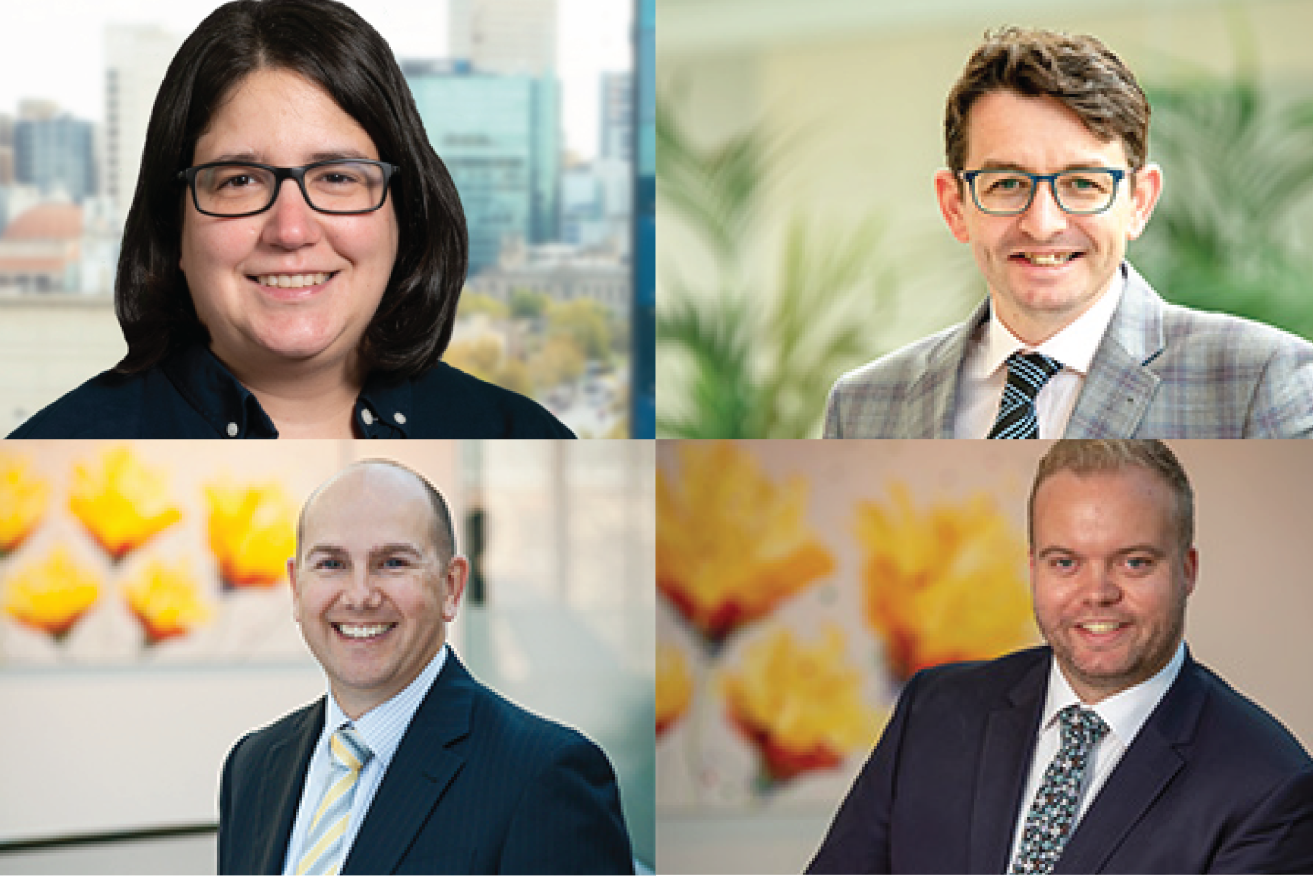 Ins and outs in the professional services world include (clockwise from top left) Melissa Fardone, Stephen Nisbet, Ben Brazier and Jarrod Morris.