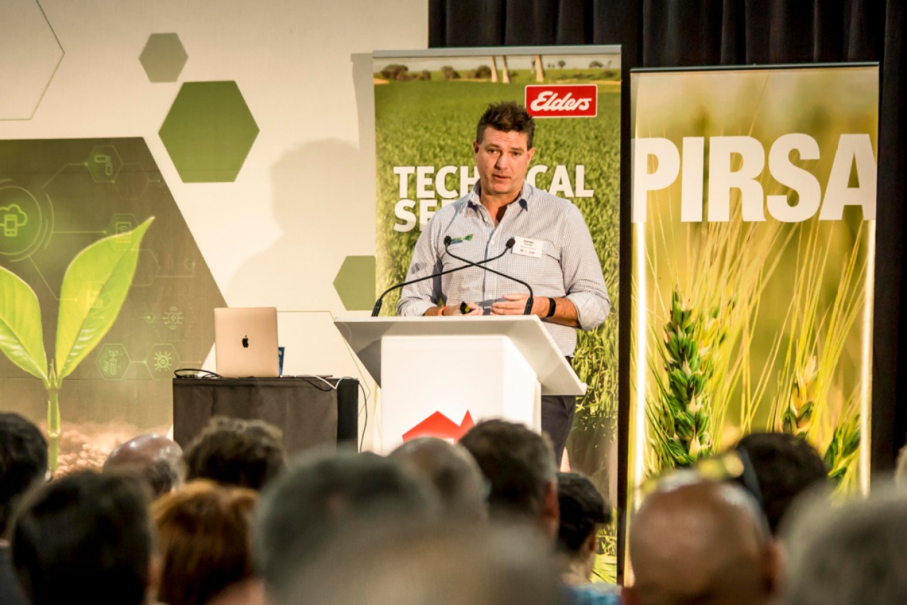 Thomas Foods boss Darren Thomas addresses February's inaugural AdvanceAg showcase at the Adelaide Showgrounds. Picture: Katie Edwards.