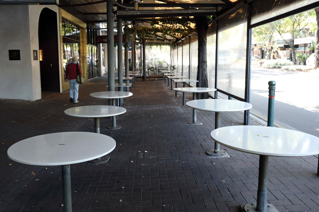 Norwood's vibrant cafe strip shut down yesterday except for take away, along with hospitality businesses across the country. Photo: Tony Lewis/InDaily