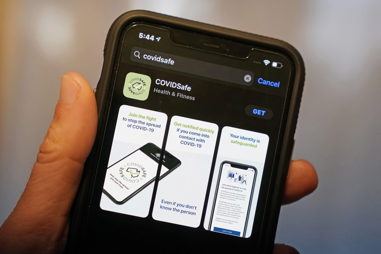 The Australian Government's new voluntary coronavirus tracing app 'COVIDSafe'. Photo: AAP/Scott Barbour