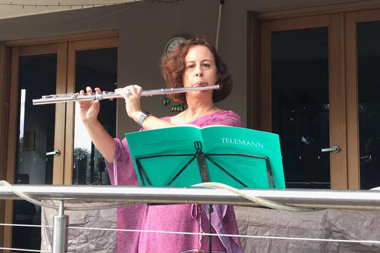 Julia Grenfell recently played a small concert for her neighbours from her verandah.