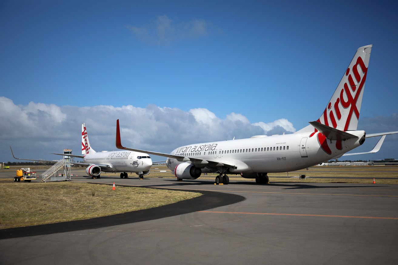 Grounded Virgin jets at Adelaide Airport. Photo: Tony Lewis/InDaily
