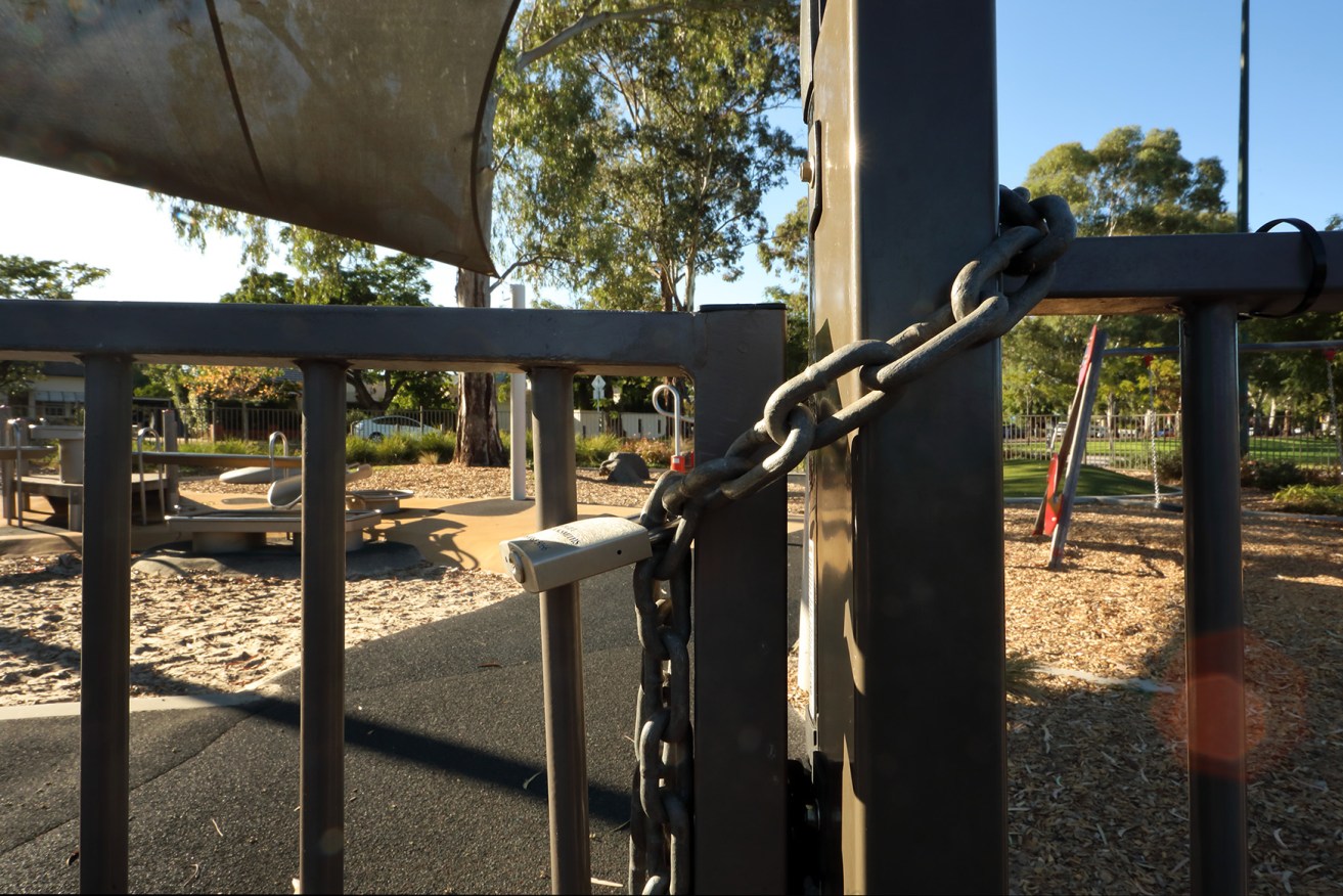 A locked Adelaide playground. Photo: Tony Lewis/InDaily