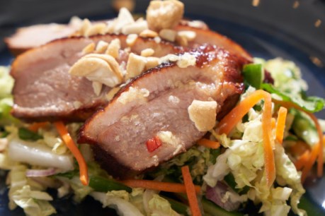 Smoked roast duck salad with hot and sour dressing
