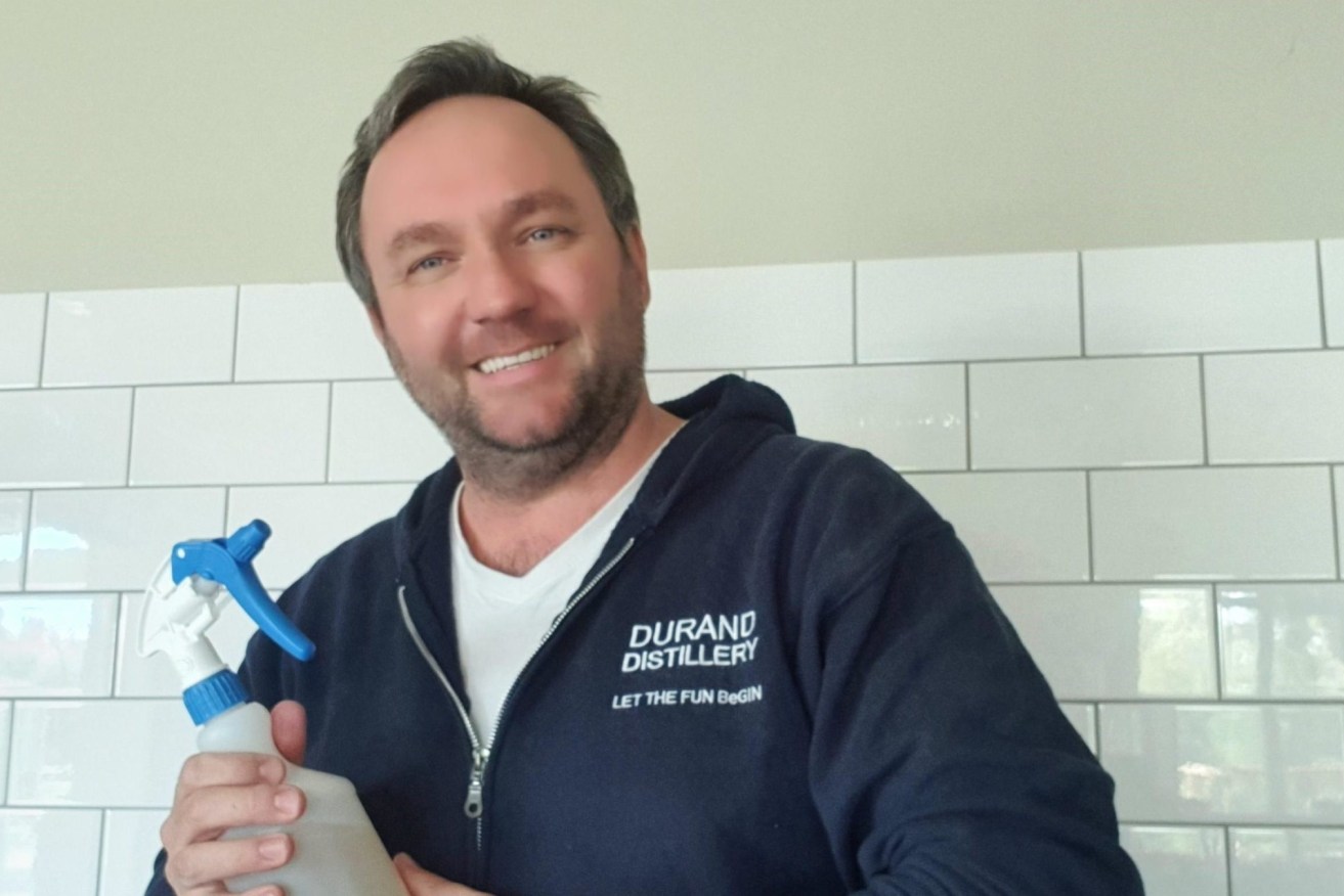 Brett Durand from Durand Distillery is supplying the Barossa with sanitiser made at his distillery and gin school.