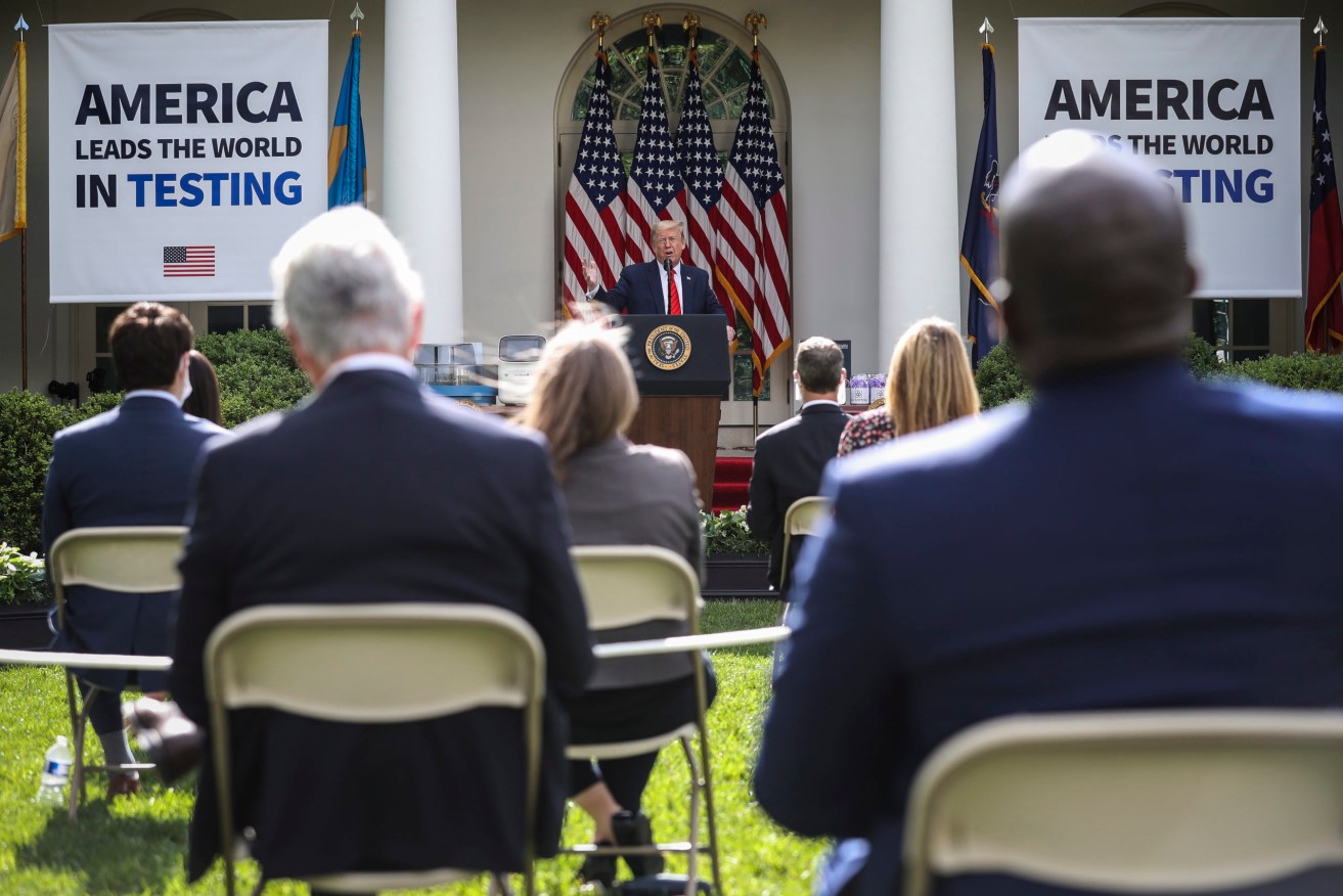 Donald Trump's White House press briefing. Photo: EPA/Oliver Contreras
