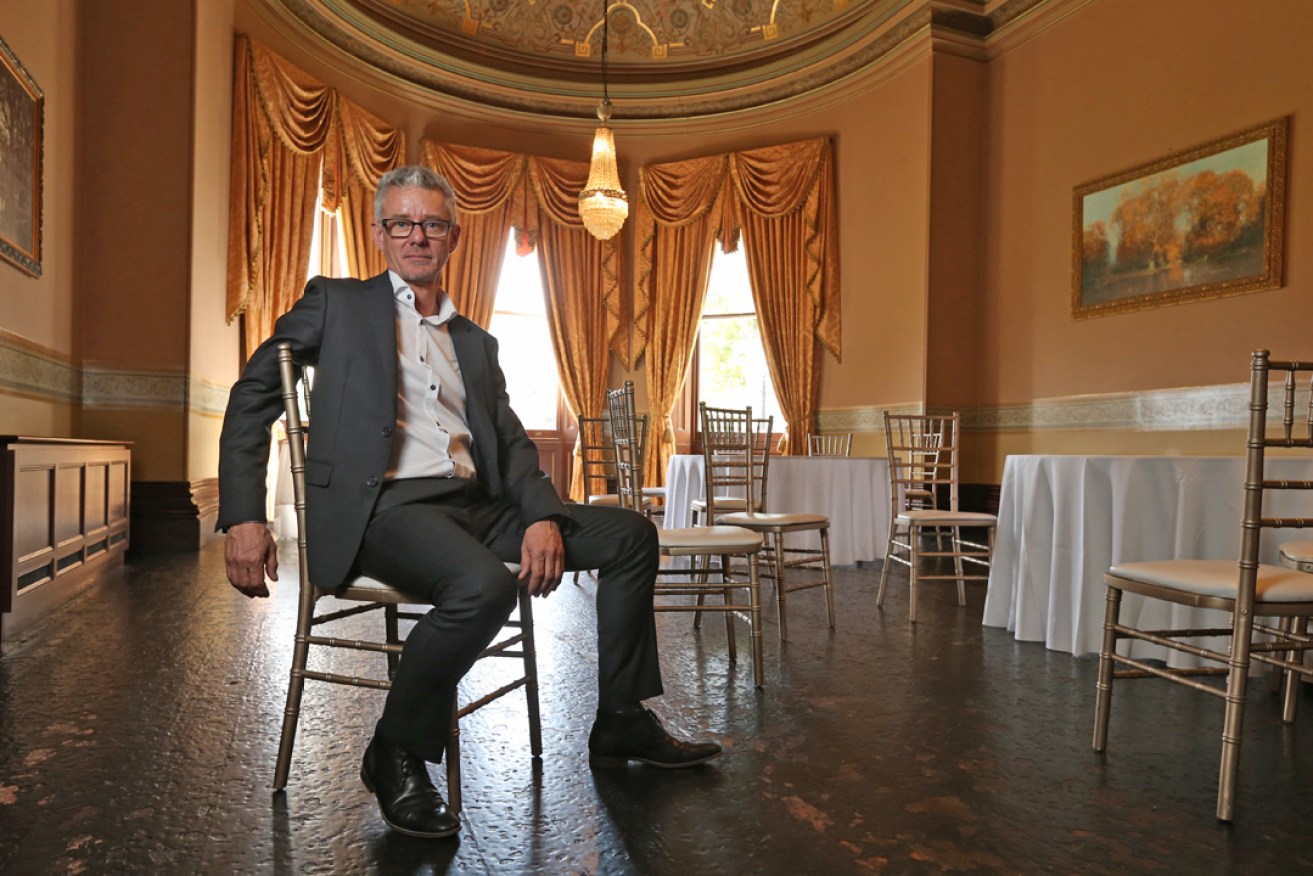 Ayers House managing director Richard McLeod in the historic building's ballroom, which is used for weddings, corporate events and parties. 