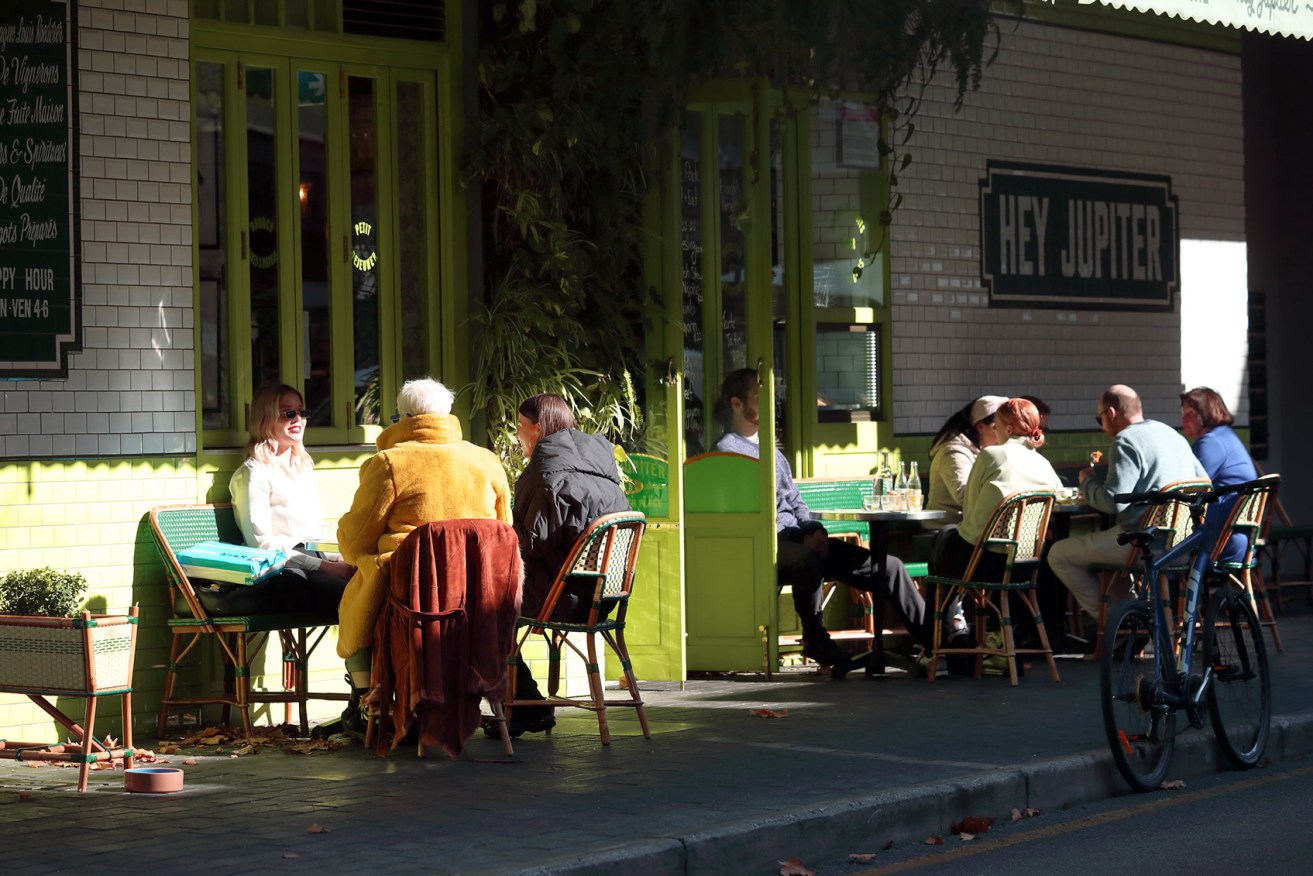 Patrons in Ebenezer Place making the most of new rules allowing outdoor dining. Photo: Tony Lewis/InDaily