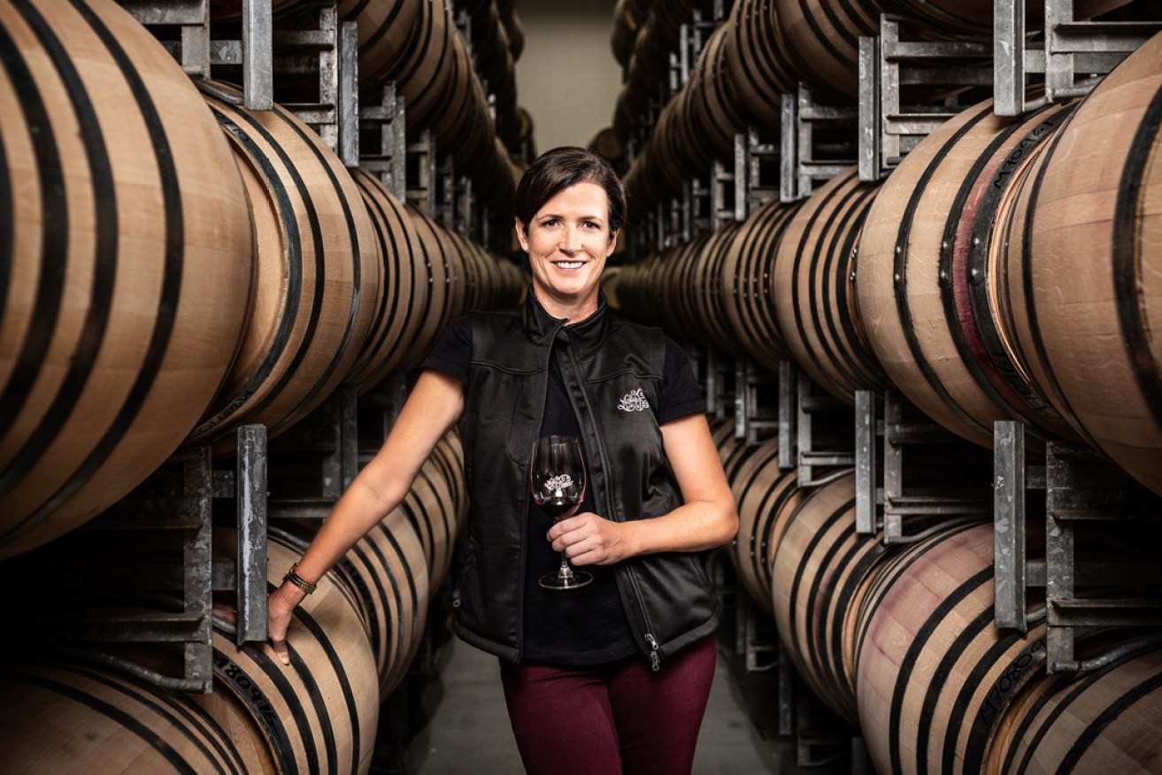 Mollydooker Wines CEO Sarah Marquis in the McLaren Vale winery. Picture: Liam West.