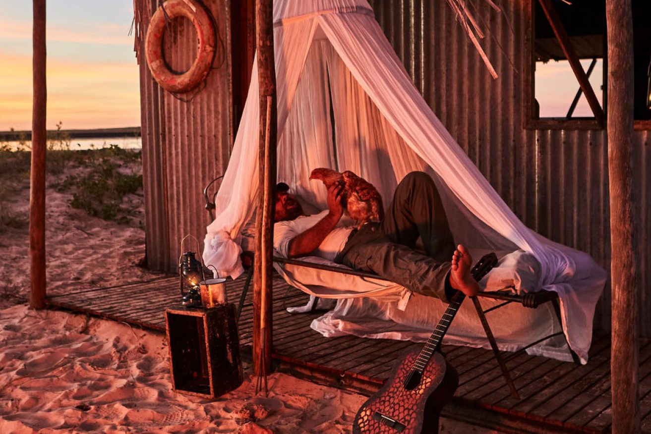 Warwick Thornton in his  beach shack on the Dampier Peninsula. Photo: SBS/NITV