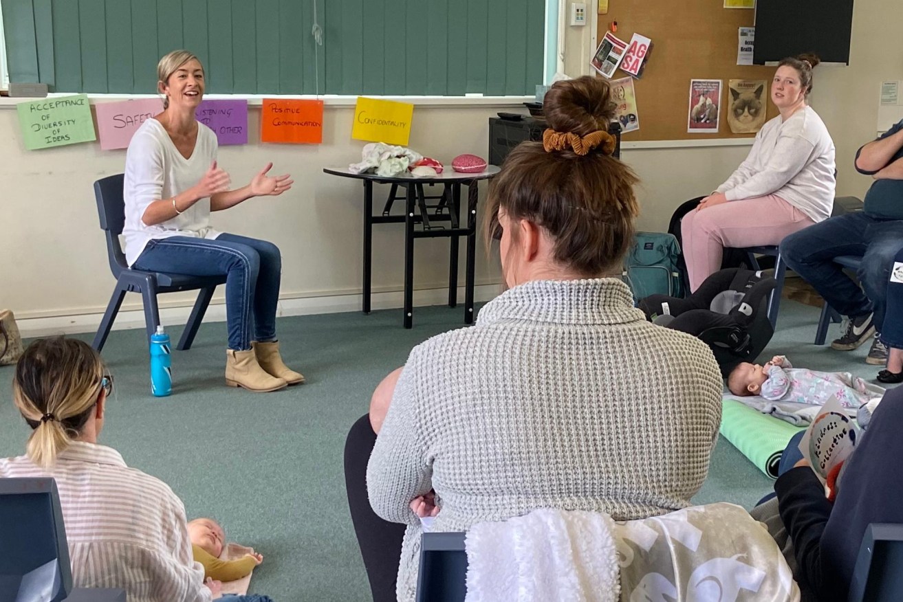 Andrea McKinley with a group of new parents at the Kindness Collective Barossa Valley.