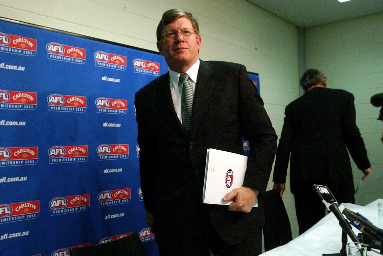 Wayne Jackson after announcing his retirement as AFL CEO in 2006. The Adelaide-based former football administrator has spoken to the Crows about an unspecified role. Photo: Julian Smith / AAP
