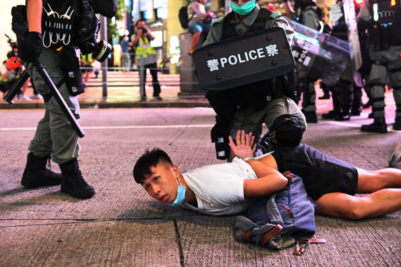 Protesters in Hong Kong can be tried for subversion under China's new security law. Photo: EPA/Miguel Candela
