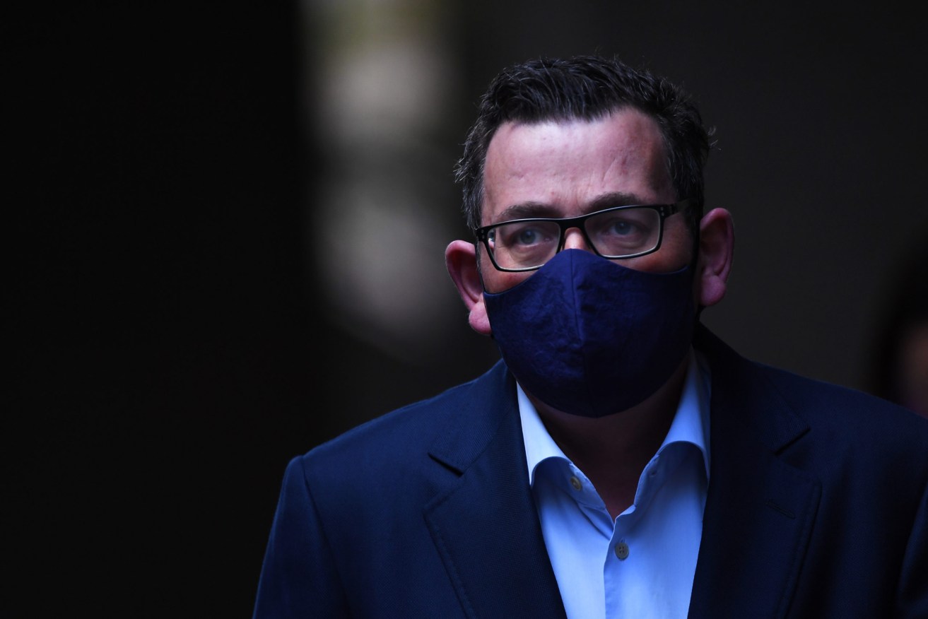 Victorian Premier Daniel Andrews in a mask. Face masks are mandatory in Melbourne as of Thursday. Photo: AAP/James Ross