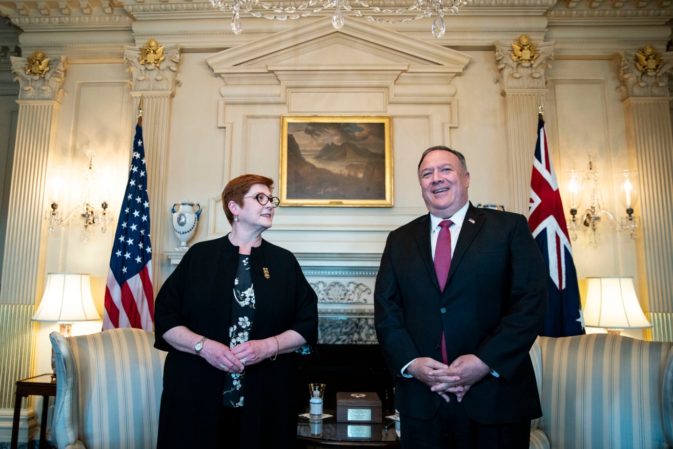 Australia's Foreign Minister Marise Payne and US Secretary of State Mike Pompeo. Photo: AP/Alexander Drago