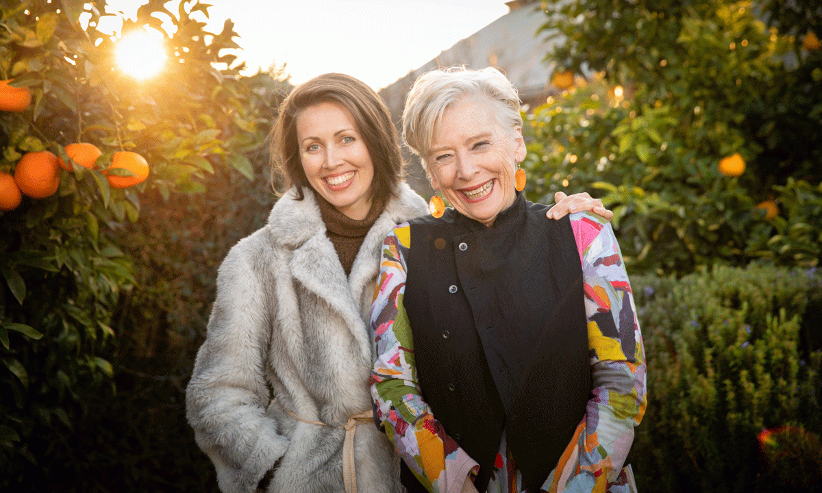 Sharon Grigoryan with Maggie Beer during filming of the lifestyle segment of ASQ Live at UKARIA. Photo: Shane Reid