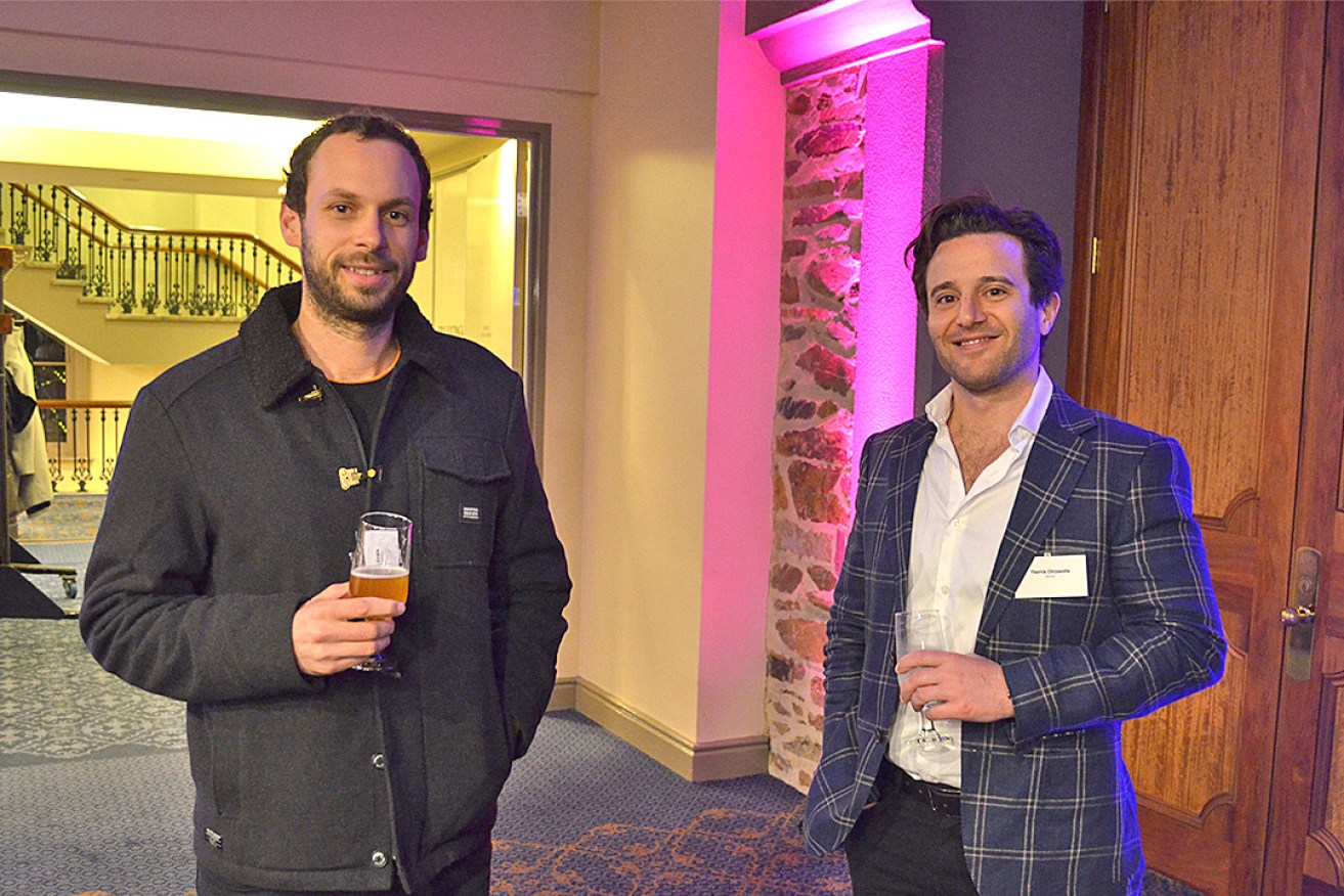 40 Under 40 alumni Sacha La Forgia from Adelaide Hills Distillery (left) and Sprout co-founder Themis Chryssidis at the Town Hall workshop last week.