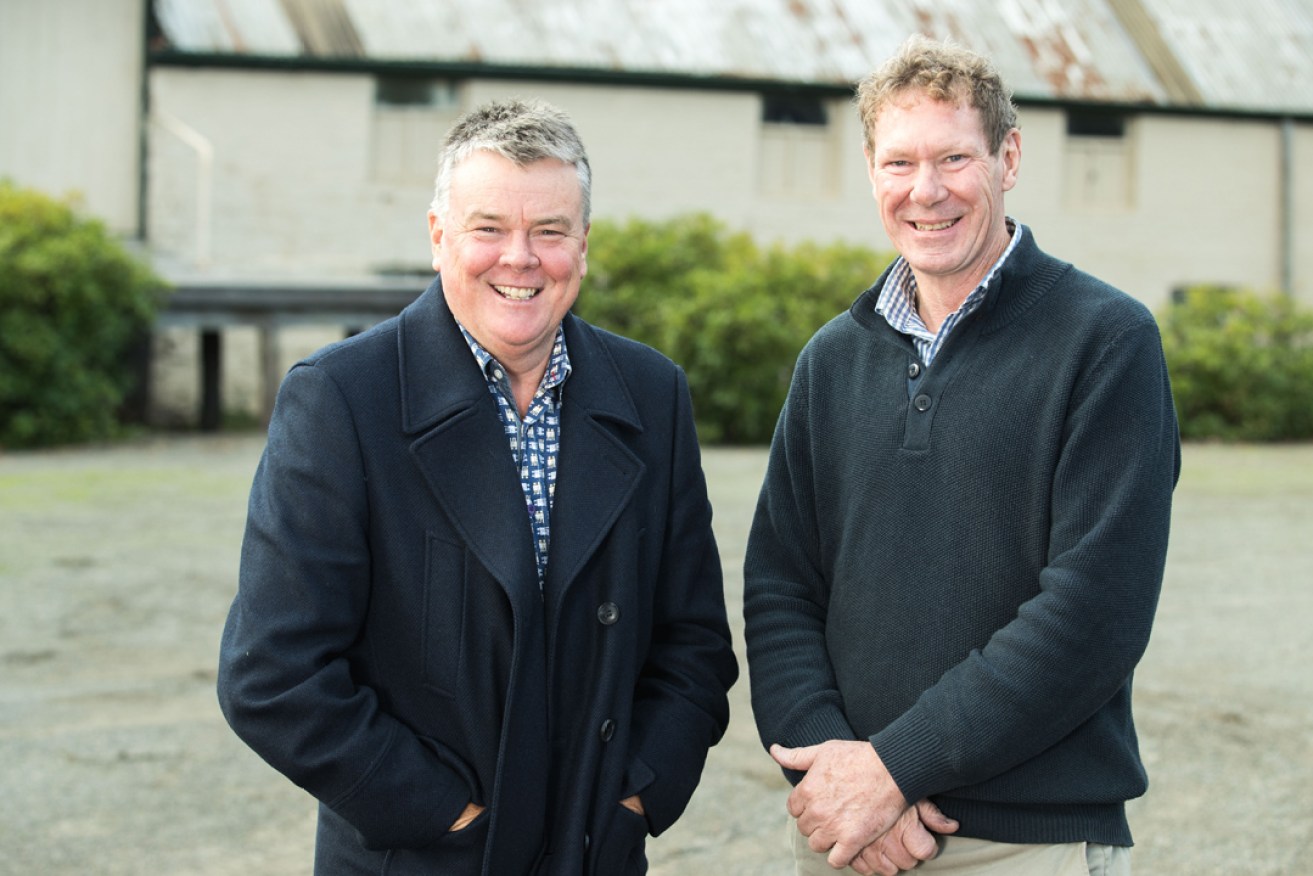 O'Leary Walker Wines founders David O'Leary (left) and Nick Walker are celebrating 20 years in business together. Picture: Matthew Kroker