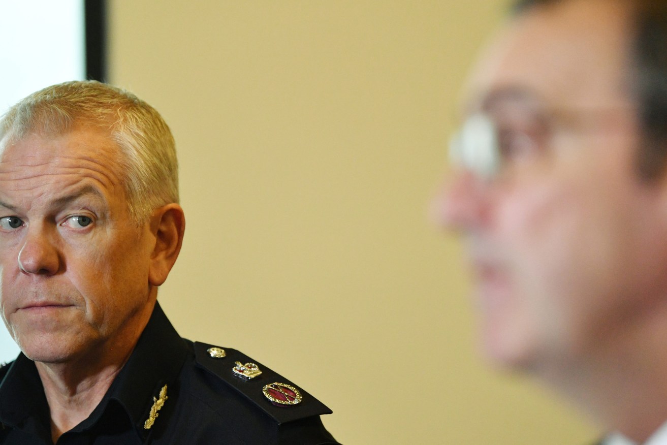 SA Police Commissioner and State Coordinator Grant Stevens and Premier Steven Marshall. Photo: David Mariuz/AAP